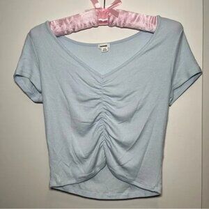 Garage Ruched Front Baby Tee Baby Blue Size Small